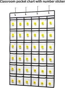 Organizador de Bolsillos para Aula con 36 Compartimentos, Colgante de PVC con Ganchos Metálicos para Teléfonos Celulares, Suministros de Oficina y Escolares - Product Image 2