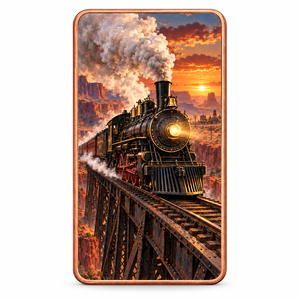 Lingote Rectangular de Cobre Puro de 1 oz con Diseño de Locomotora de Vapor de Ferrocarril Vintage, Souvenir con Impresión UV a Color, Personalizado, OEM, ODM, Venta al por Mayor - Product Image 1