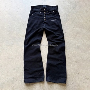 Custom Designer Selvedge Raw High Waist Denim Pants Heavyweight <b>Men</b> <b>Jeans</b> High Quality Straight Leg <b>Flared</b> Designer <b>Jeans</b> Baggy - Product Image 3