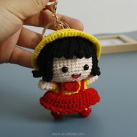 Personnage d'anime japonais Amigurumi, porte-clés en crochet fait main pour filles, pendentif en tricot crocheté Chibi Maruko, objets décoratifs