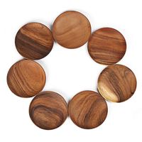 Plateau rond en bois d'acacia jetable, écologique, personnalisable avec gravure de logo