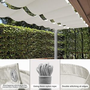 Toldo Retráctil para Patio, Tela Oxford 420D, Forma de Ola, Protección Solar, Operación Manual - Product Image 4