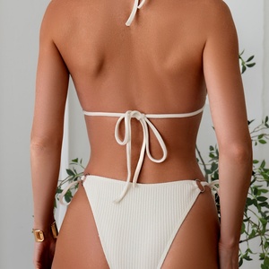 Traje de Baño Bikini Acanalado de Diseño Nuevo 2025 Personalizado, Traje de Baño Sexy de Metal para Mujer, Ropa de Playa - Product Image 4
