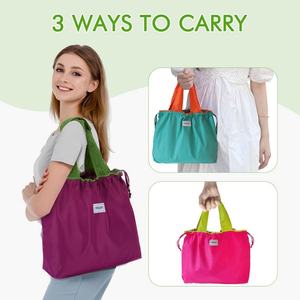 Bolsas de Compras Plegables Reutilizables Ecológicas, Diseño de Moda Red Corner, Medianas, Impermeables, de Poliéster y Nailon, Fáciles de Guardar - Product Image 3