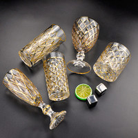 Peint à la main or bordé verre cristal classique diamant forme or bordé boire du vin Champagne whisky Highball verres