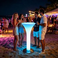 Table de bar haute en plastique LED lumineuse sans fil rechargeable pour hôtel, ferme, plage, pelouse, restaurant