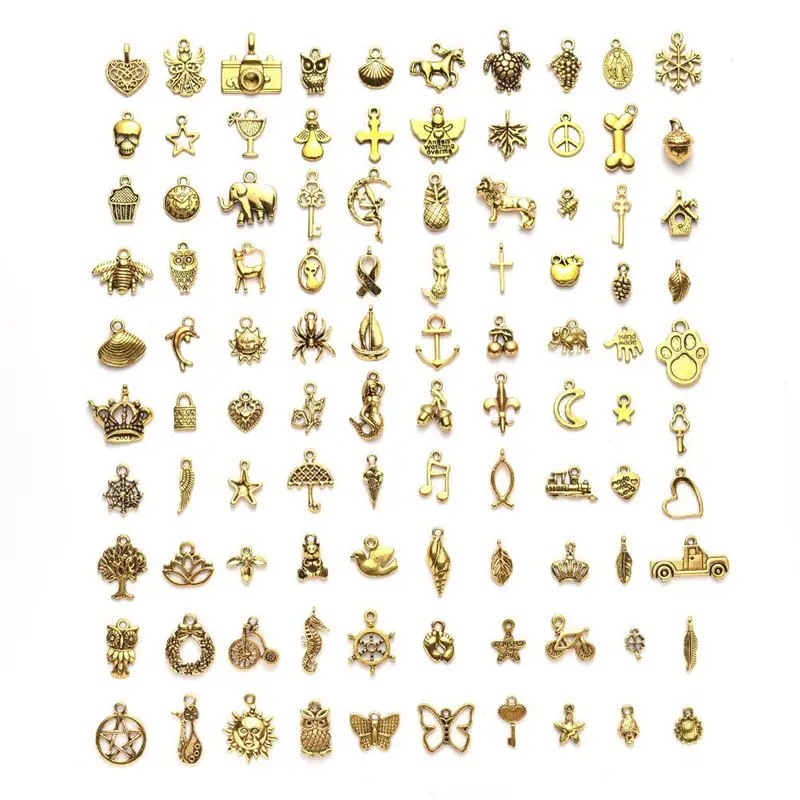 Pendentifs mixtes en or, breloques antiques tibétaines, pour la fabrication de bijoux, bricolage, pour collier, Bracelet, 100 pièces, vente en gros