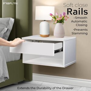 Comodino Sospeso in Legno con Cassetto, Design Minimalista e Ricarica Wireless Integrata - Product Image 3