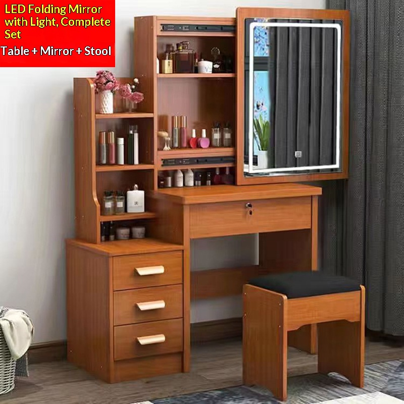 tabouret de lampe à LED en bois de fruit d'armoire gauche