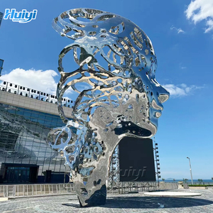 Estátua Gigante 3D de Rosto Humano para Parque ao Ar Livre, Decoração Artística Moderna em Escultura de Aço Inoxidável Polido - Product Image 2