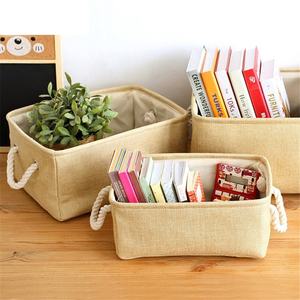 Homeplus-cubos de lino para almacenamiento de tela, caja plegable con asa de cordón de macramé para libros y ropa de juguete, nuevo diseño - Product Image 5