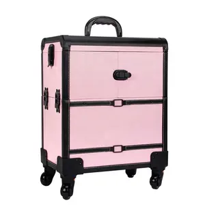 2024 Professionele Cosmetische Koffer Trolley Box Beauty Bagage Reizen Cosmetische Tas Universele Wiel Voor Make-Up