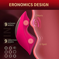 Hot New App Remote Sucking 2 en 1 Vibromasseur de culotte portable avec puissant vibrateur de culotte d'aspiration de vibration de 9 modes pour les femmes