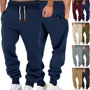 Pantalones Deportivos de Forro Polar para Hombre, Color Sólido, Cintura Elástica, Casuales, Transpirables, para Primavera y Otoño - Product Image 1
