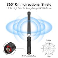 Antenne omnidirectionnelle industrielle en fibre de verre 100W 10dBi anti-drone avec ressort antichoc pour FPV UAV 433M 868M 915M 2.4G 5.8G