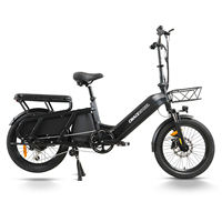 Vélo cargo électrique CMACEWHEEL 20 pouces, sans balais, 48V 500W, 7 vitesses, batterie au lithium, cadre en alliage d'aluminium, assistance au pédalage, léger