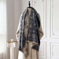 Écharpe élégante en camélia, châle de luxe double face, hiver, 65*185cm, écharpe jacquard imprimée polyvalente en camélia, Bufanda De Marca