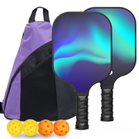 Ensemble de raquettes de pickleball en fibre de carbone personnalisées, raquettes de pickleball avec sac de transport pour les sports de plein air