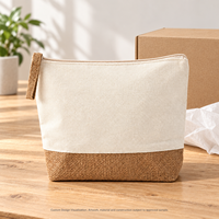 Pochette cosmétique à fermeture éclair bicolore en toile et jute personnalisée OEM ODM
