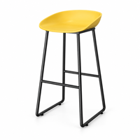 Tabouret de comptoir sans dossier en plastique moulé de style nordique moderne, 65 cm, avec structure en métal noir, pour cuisine, café, restaurant, bar