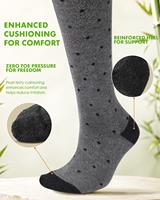 Chaussettes de compression en bambou personnalisées avec logo, 15-20 mmHg, hauteur genou, rembourrées, douces, respirantes, pour le sport, le travail, la maternité
