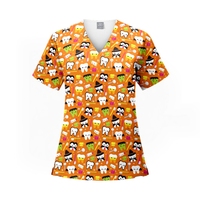 Haut de blouse d'infirmière en polyester de haute qualité, motifs imprimés tendance, uniforme médical pour femmes, tenue d'hôpital