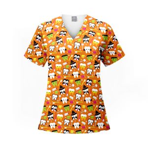 Haut de blouse d'infirmière en polyester de haute qualité, motifs imprimés tendance, uniforme médical pour femmes, tenue d'hôpital - Product Image 2