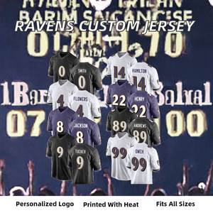 Maillot d'été Ravens 8 Jackson 22 Henry imprimé par transfert thermique, olive, 100 % polyester, ensembles en gros, manches courtes, grandes tailles, personnalisable - Product Image 2