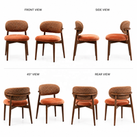 Chaise de salle à manger moderne de luxe en bouclette, avec structure en bois massif, chaise d'appoint rembourrée pour projets de villas, hôtels et restaurants