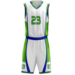 Uniforme de basket-ball sur mesure pour adultes, design OEM, manches courtes, col en V, logo personnalisé, 100% polyester, respirant, séchage rapide - Product Image 5