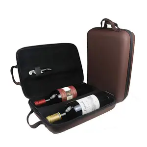 कस्टम लक्जरी ईवा पोर्टेबल चमड़े शराब की बोतल शैम्पेन बांसुरी प्रीमियम उपहार पैकेजिंग बक्से