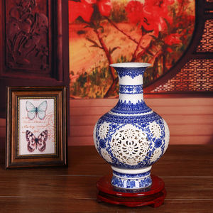 Prix compétitif Vase élégant artisanal délicat doublement évidé bleu blanc pastel - Product Image 6