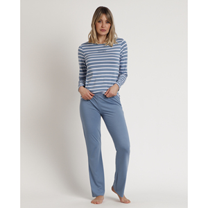 ADMAS HOME Pyjama rayé confortable pour femmes avec manches longues taille élastique fermeture à cordon XS Spandex respirant Homewear - Product Image 4