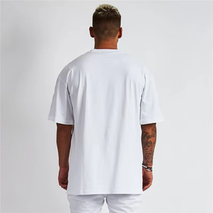 Camiseta de Algodón Blanca Lisa para Hombre, Estilo Oversize con Hombros Caídos, Diseño Personalizado para Streetwear - Product Image 3
