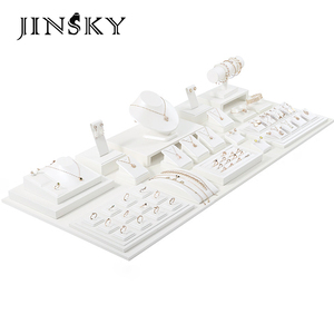 JINSKY White Jewelry Display Set Ring Necklace <b>Earring</b> <b>Holder</b> Bangle Stand Full Props for Jewelry Showcase - Product Image 1