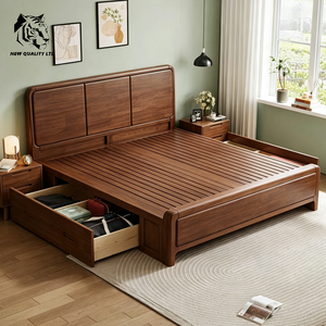 Venta directa de fábrica, precio económico, logotipo personalizado, gran stock listo para enviar, cama king size de 1.8m, muebles de dormitorio de nueva moda, cama doble de madera. - Product Image 6
