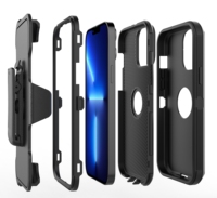 Funda Protectora 4 en 1 con Clip para Cinturón, Resistente, con Protección Elevada para la Cámara, para iPhone 17E 16E SE4, Diseño Stripe Defender Pro