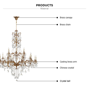 Candelabro de <span class=keywords><strong>Cristal</strong></span> K9 de lujo, para Hotel y vestíbulo, Decoración elegante, grande, de latón sólido, para techo alto - Product Image 4
