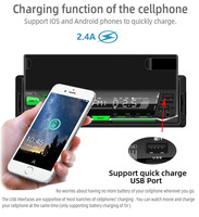 Autoradio double USB, lecteur MP3 de voiture, radio stéréo 1DIN, support avec espace pour smartphone et tablette