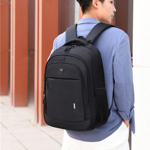 Men's <b>Backpack</b> Large Capacity Business Travel <b>Black</b> Solid Color Interior Zipper Pocket 20L Spring 2023 - Product Image 2
