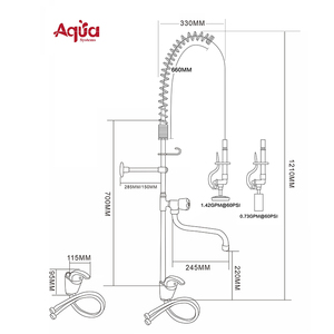Robinet de cuisine commercial court à monocommande économique pour pré-rinçage industriel, idéal pour les hôtels et restaurants - Product Image 3