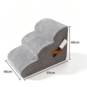Escalier pour animaux de compagnie à 3 marches en mousse souple, rampe antidérapante, mobilier d'intérieur beige 40x71x46cm pour chats et chiens - Product Image 2