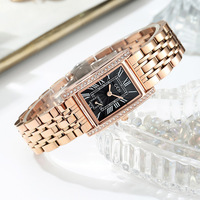Reloj Rectangular de Moda para Mujer, Correa de Acrílico, Movimiento de Cuarzo, Resistente al Agua 30M, Detalles de Diamantes de Lujo, Dos Tonos
