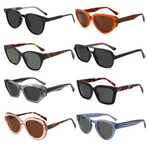 Unisex Retro Hochwertige Sonnenbrille für Damen TR90 Sonnenbrille mit Acetate Temple Shades