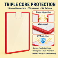 Porte-cartes magnétiques TCG minimalistes avec bordure rouge, protège-cartes 35pt et étui transparent en plastique pour photocartes