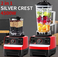 Mixeur Commercial Robuste 2-en-1 4500W, Robot Culinaire, Broyeur à Glace, Machine à Smoothies, Moulin à Sec, Vitesse Réglable, Mixeur de Cuisine