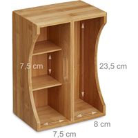 Organisateur de bureau en bambou et organisateur de livres pour bureau, boîte de rangement de papeterie en bois à 4 compartiments avec poignée de transport