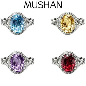 Bague MUSHAN personnalisée en argent sterling 925, plaquée or 18 carats, cadeau de mariage éclatant pour femme, bague GRC de luxe - Product Image 1