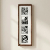 Marco de Fotos Cuadrado de Madera con Paspartú para Exhibición en Pared y Escritorio, Frente de Vidrio, Tamaños 9x9, 8x8, 6x6, 7x7, 5x5, 4x4