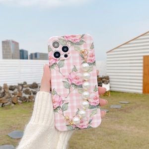 <span class=keywords><strong>Funda</strong></span> trasera para teléfono móvil samsung s22 ultra oneplus 8, carcasa con <span class=keywords><strong>cargador</strong></span> de flores suaves y cadena de perlas - Product Image 2